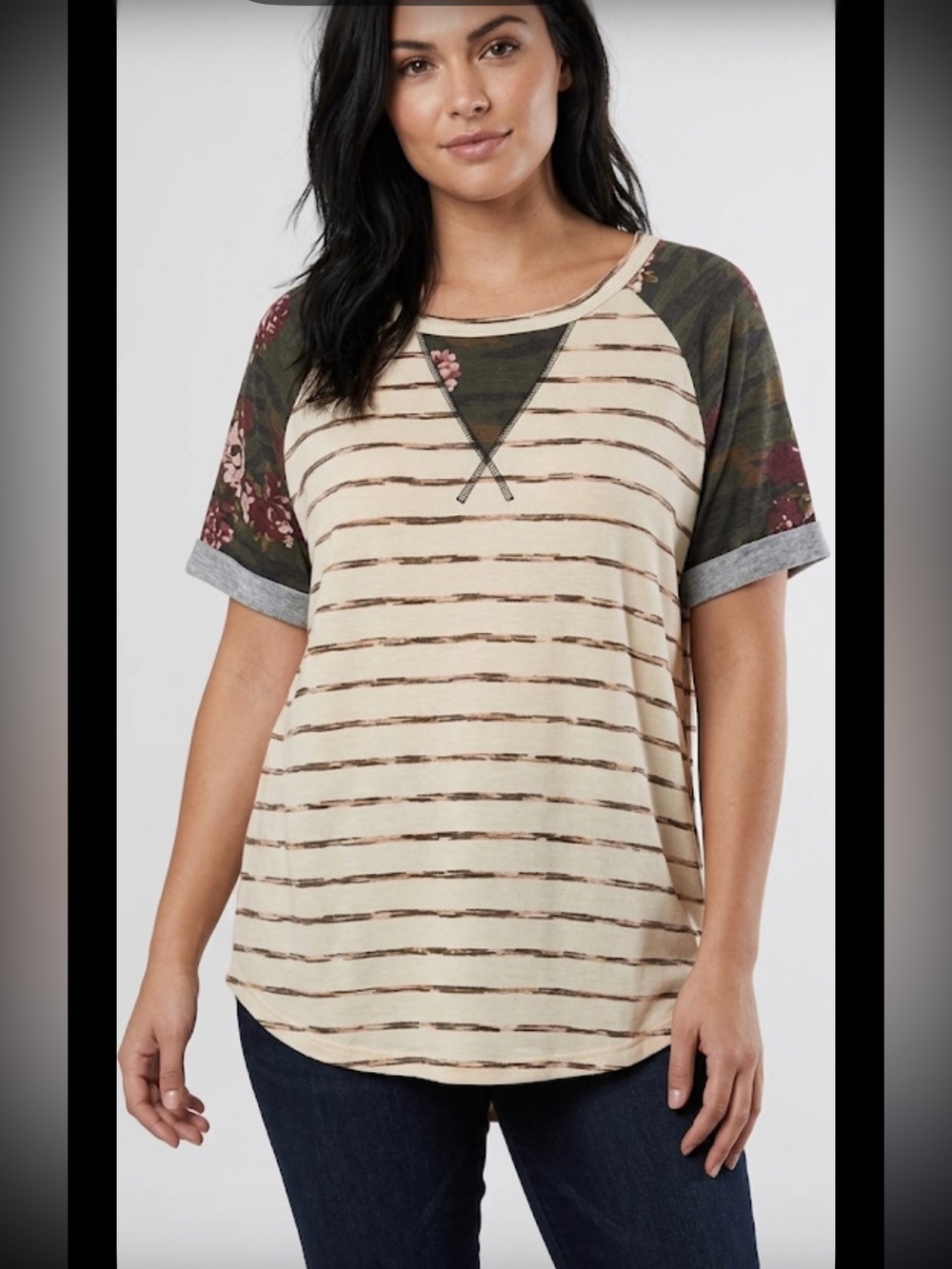 Amaryllis White Gray Casual Knit Top Relaxed Everyday Shirt sz medium